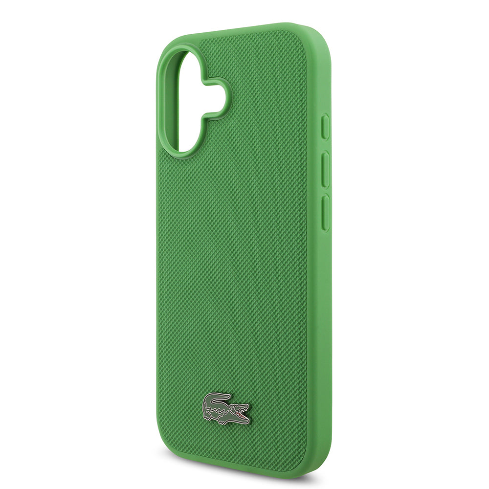 iPhone 17 Kılıf Lacoste Orjinal Lisanslı M-safe Şarj Özellikli PU Pike Desenli Metal Logolu Kartlıklı Kılıf