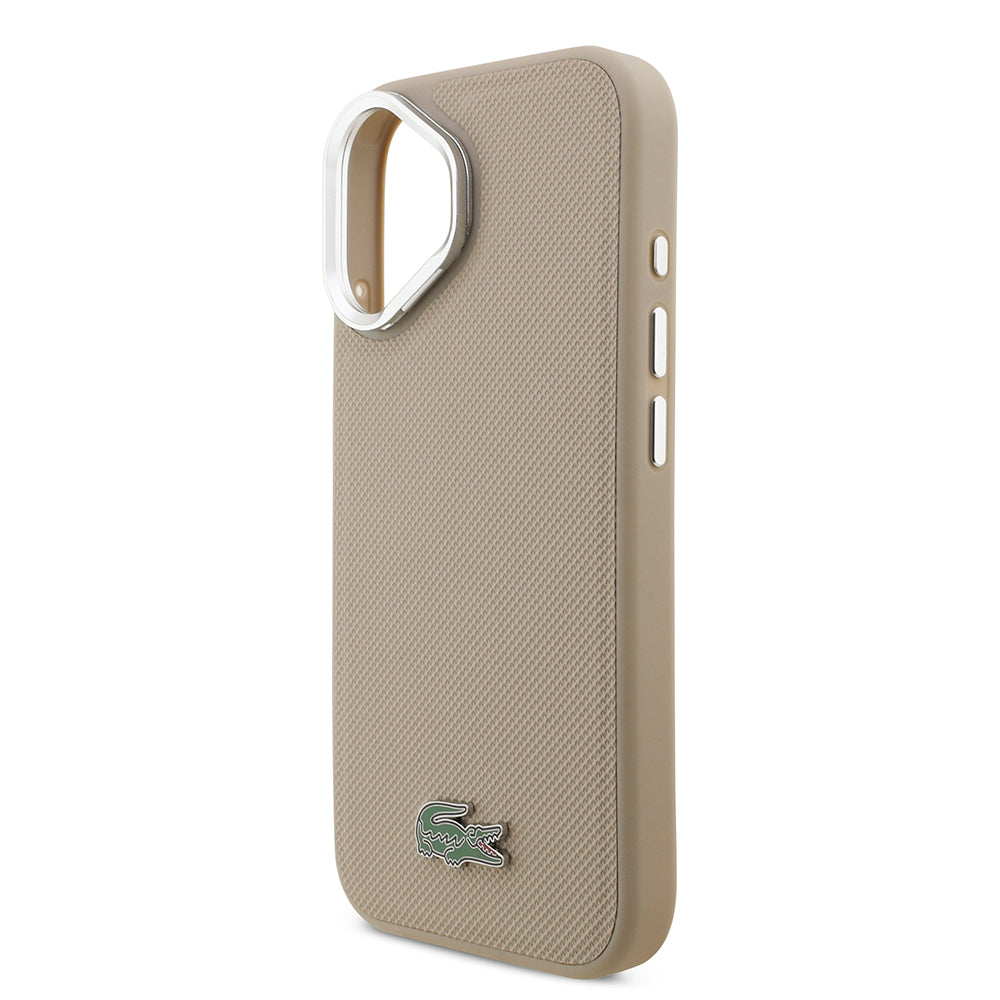 Apple iPhone 17 Kılıf Lacoste Orjinal Lisanslı M-safe Şarj Özellikli PU Pike Desenli Standlı Metal Logolu Kapak Koyu Yeşil