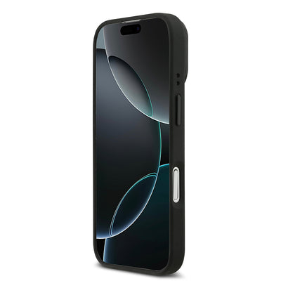 Apple iPhone 17 Kılıf Lacoste Orjinal Lisanslı M-safe Şarj Özellikli Standlı PU Deri Karışık Monogram Desenli Kapak Siyah