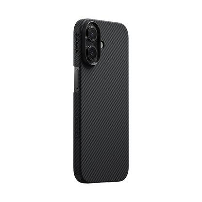 iPhone 17 Kılıf M-safe Şarj Özellikli 1500D Aramid Fiber Pitaka Ultra-Slim Classic Serisi Black-Grey Twill Kılıf