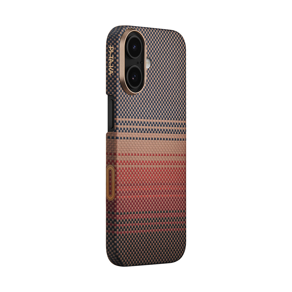 iPhone 17 Kılıf M-safe Şarj Özellikli Aramid Fiber Pitaka Tactile Woven Sunset-Moonrise Serisi Kılıf