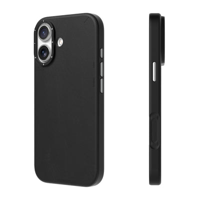 Apple iPhone 17 Kılıf M-safe Şarj Özellikli Basit Mat Deri Desenli Youngkit Tech Fashion Serisi Kapak Siyah