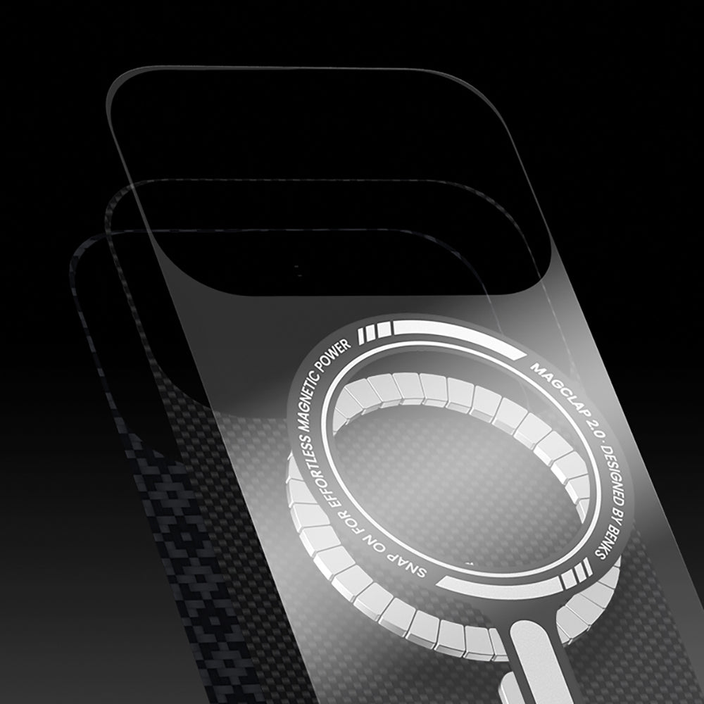 Apple iPhone 17 Kılıf M-Safe Şarj Özellikli Benks ArmorAir ArmorGrid Serisi Kevlar Kapak Siyah