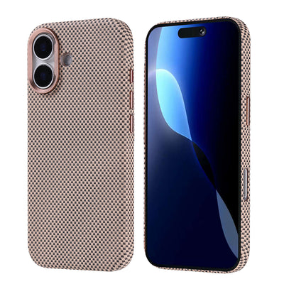 Apple iPhone 17 Kılıf M-safe Şarj Özellikli Karbon Fiber Görünümlü Zore Nekst Kapak Gold