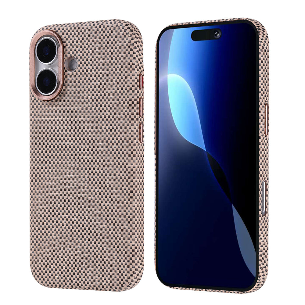 Apple iPhone 17 Kılıf M-safe Şarj Özellikli Karbon Fiber Görünümlü Zore Nekst Kapak Gold