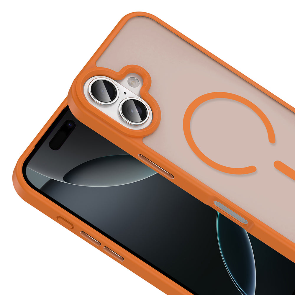 Apple iPhone 17 Kılıf M-safe Şarj Özellikli Mat Arka Yüzey Zore Sio Kapak Turuncu