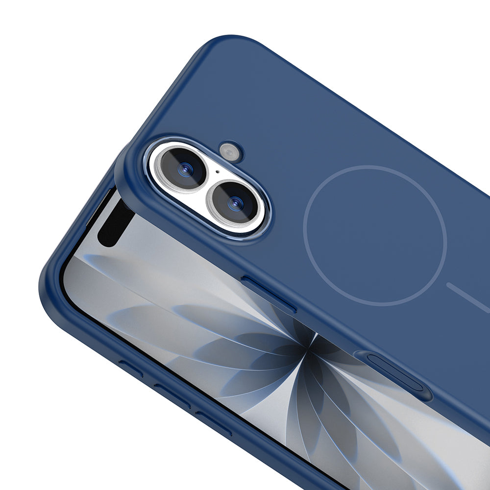 Apple iPhone 17 Kılıf M-Safe Şarj Özellikli Metal Kamera Çerçeveli Zore Edi Silikon Kapak Lacivert