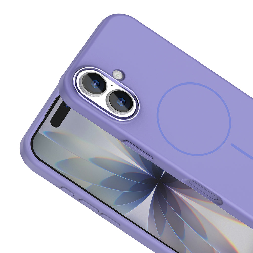 Apple iPhone 17 Kılıf M-Safe Şarj Özellikli Metal Kamera Çerçeveli Zore Edi Silikon Kapak Lila