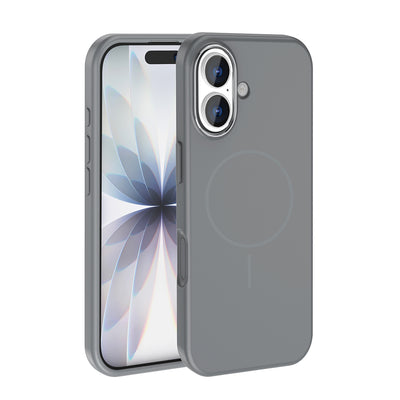 Apple iPhone 17 Kılıf M-Safe Şarj Özellikli Metal Kamera Çerçeveli Zore Edi Silikon Kapak Titanyum-Gri