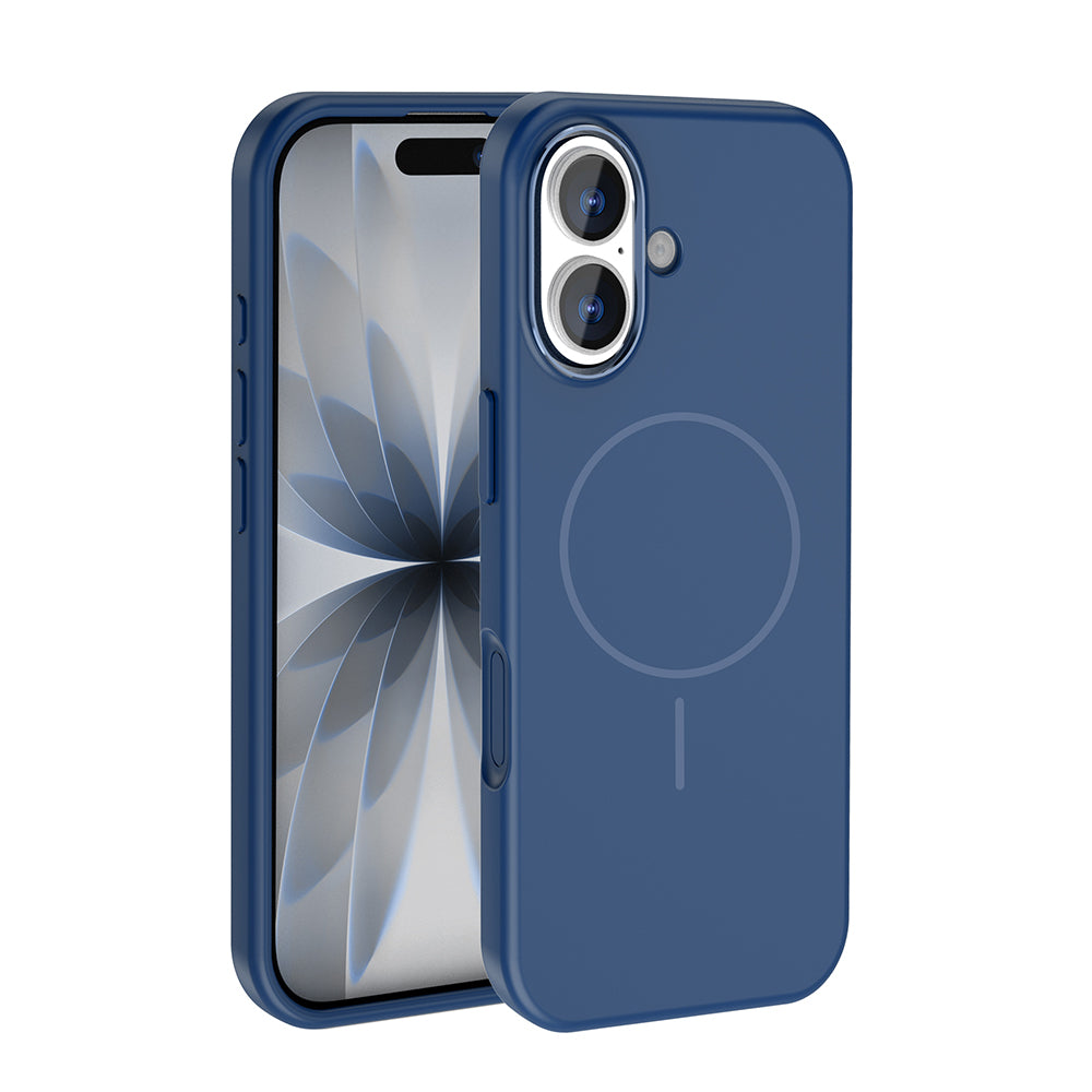 Apple iPhone 17 Kılıf M-Safe Şarj Özellikli Metal Kamera Çerçeveli Zore Edi Silikon Kapak Lacivert