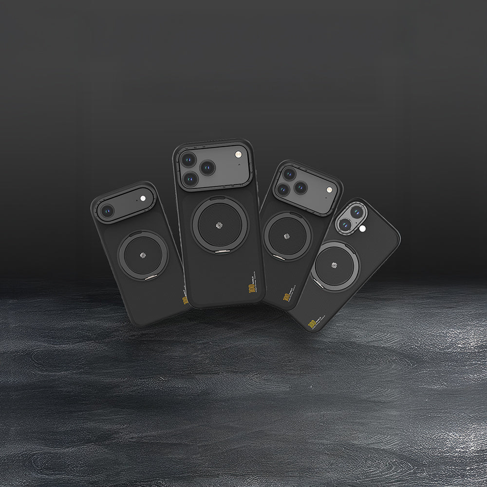 iPhone 17 Kılıf M-safe Şarj Özellikli Metal Standlı Lenyes CK225 Kevlar Kılıf