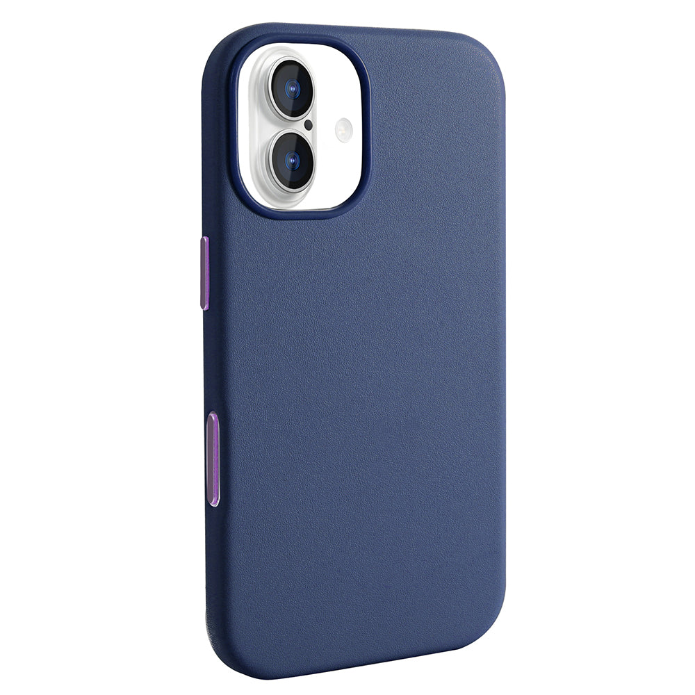 Apple iPhone 17 Kılıf M-safe Şarj Özellikli PU Deri Görünümlü Zore Kupra Kapak Lacivert