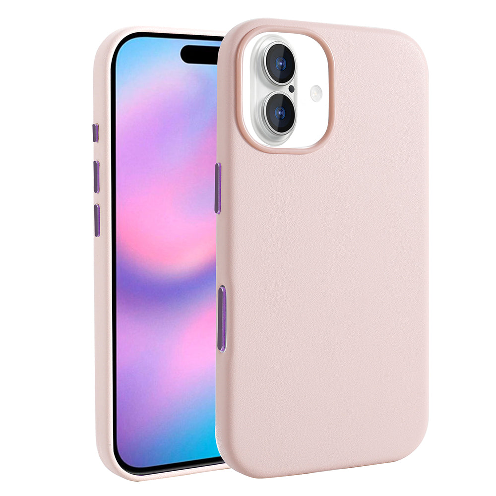 Apple iPhone 17 Kılıf M-safe Şarj Özellikli PU Deri Görünümlü Zore Kupra Kapak Pembe