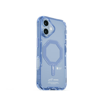 Apple iPhone 17 Kılıf M-safe Şarj Özellikli Şeffaf Airbag Tasarımlı Skinarma Saido Mag-Charge Kapak Mavi