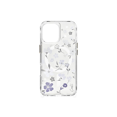Apple iPhone 17 Kılıf M-safe Şarj Özellikli Şeffaf Arka Yüzey Çiçekli Coehl Amara Kapak Lila