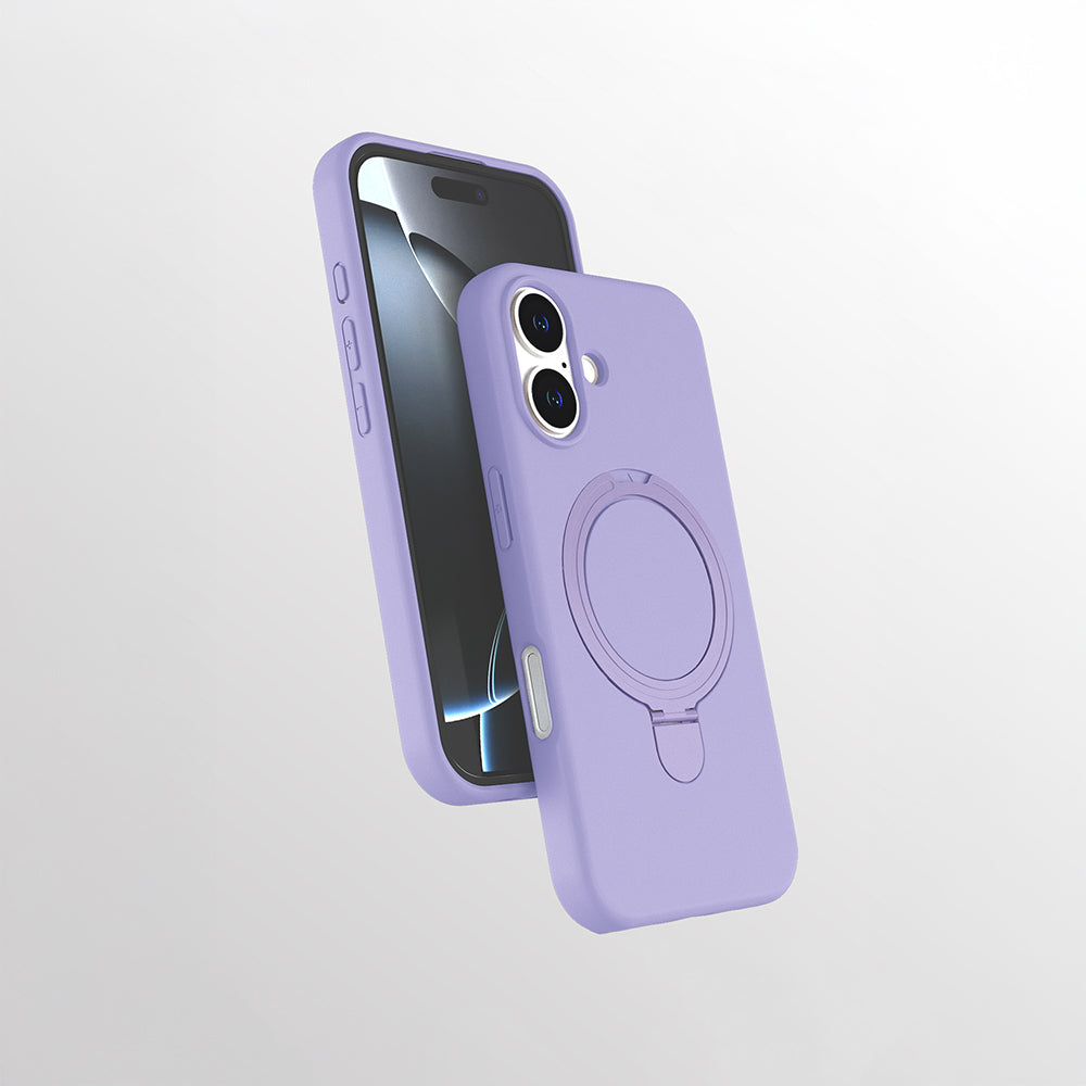 Apple iPhone 17 Kılıf M-safe Şarj Özellikli Standlı Zore Samara Kapak Lila