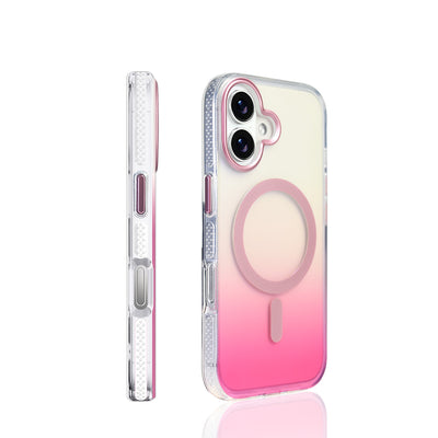 Apple iPhone 17 Kılıf M-safe Şarj Özellikli Transparan Renk Geçişli Zore Toros Kapak Rose Pembe