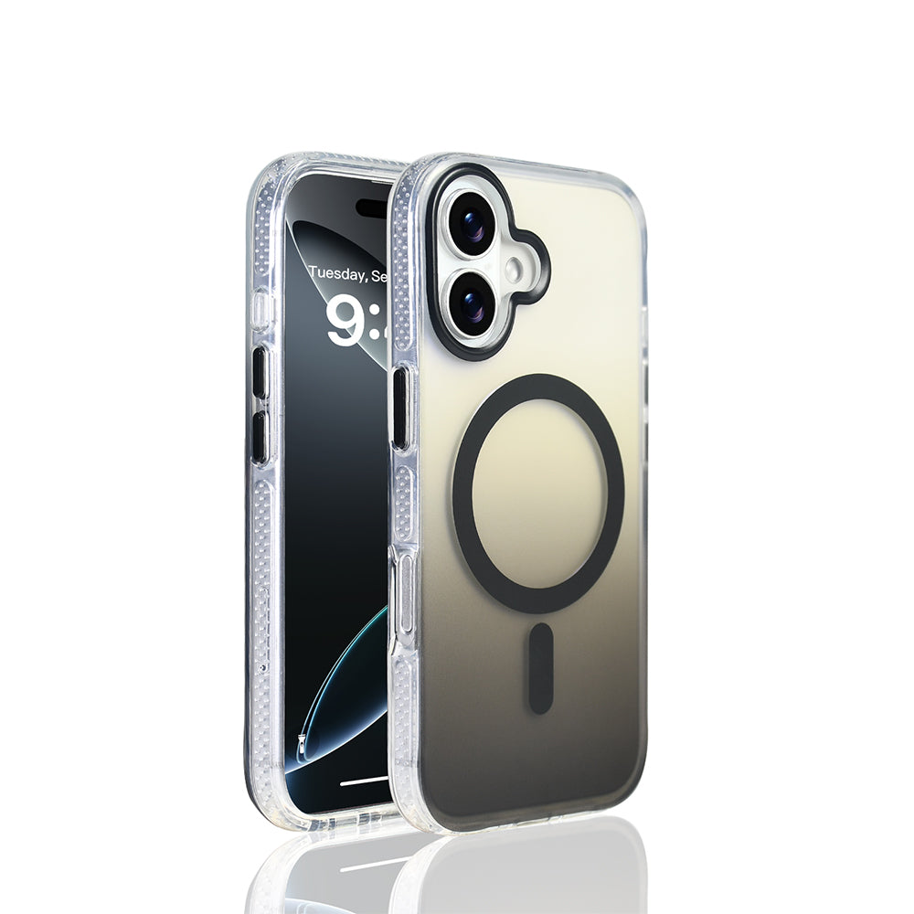 Apple iPhone 17 Kılıf M-safe Şarj Özellikli Transparan Renk Geçişli Zore Toros Kapak Siyah