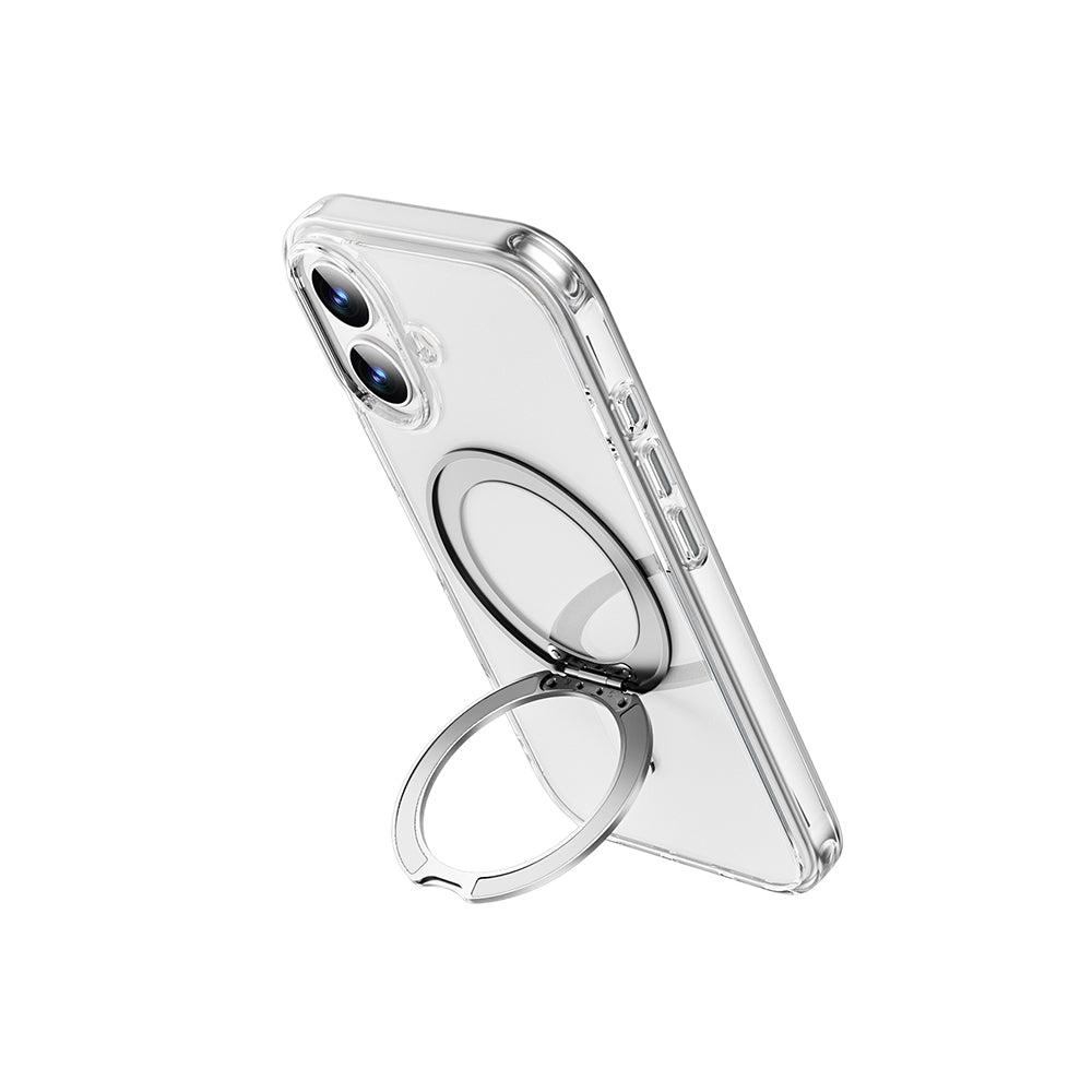 iPhone 17 Kılıf M-safe Şarj Özellikli Wiwu MCC-201 iShield Ultra Serisi Standlı Crystal Sert PC Kılıf