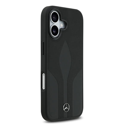 iPhone 17 Kılıf Mercedes Benz Orjinal Lisanslı M-safe Şarj Özellikli Dokulu Desenli Deri Kılıf