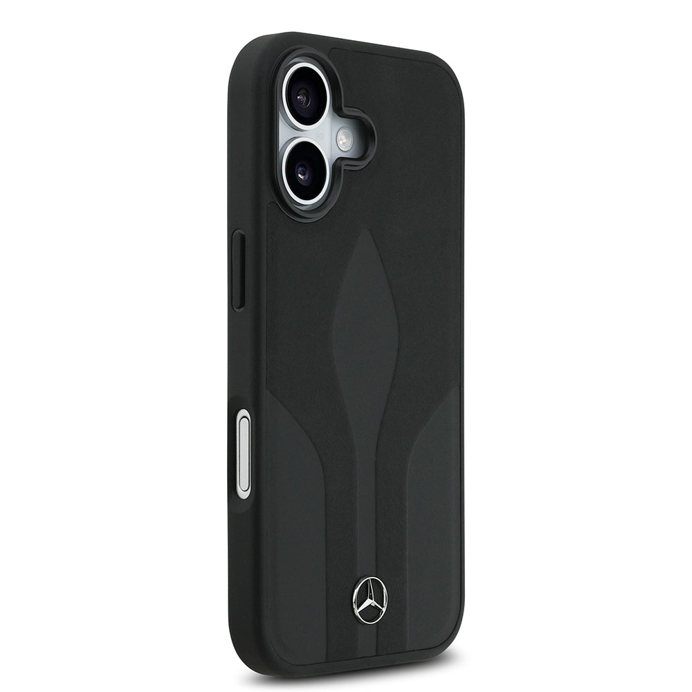 Apple iPhone 17 Kılıf Mercedes Benz Orjinal Lisanslı M-safe Şarj Özellikli Dokulu Desenli Deri Kapak Kahverengi