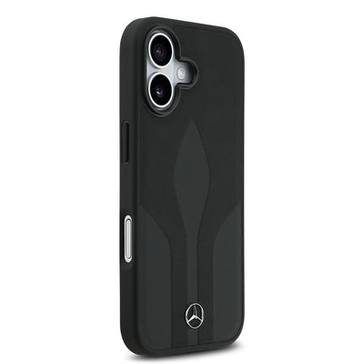 Apple iPhone 17 Kılıf Mercedes Benz Orjinal Lisanslı M-safe Şarj Özellikli Dokulu Desenli Deri Kapak Kahverengi