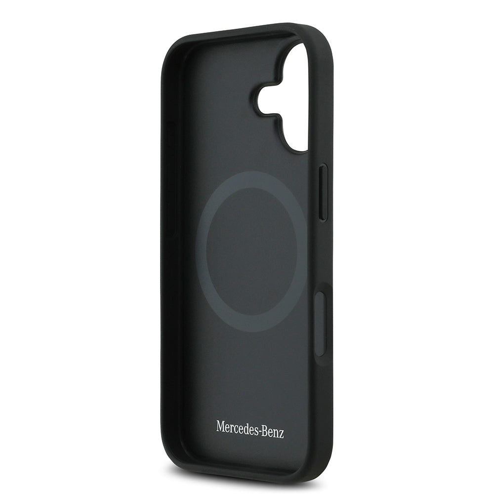 iPhone 17 Kılıf Mercedes Benz Orjinal Lisanslı M-safe Şarj Özellikli Dokulu Desenli Deri Kılıf