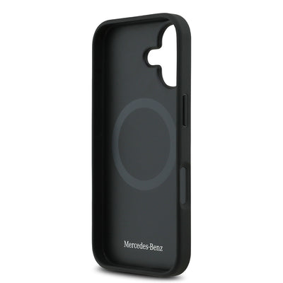 Apple iPhone 17 Kılıf Mercedes Benz Orjinal Lisanslı M-safe Şarj Özellikli Dokulu Desenli Deri Kapak Kahverengi