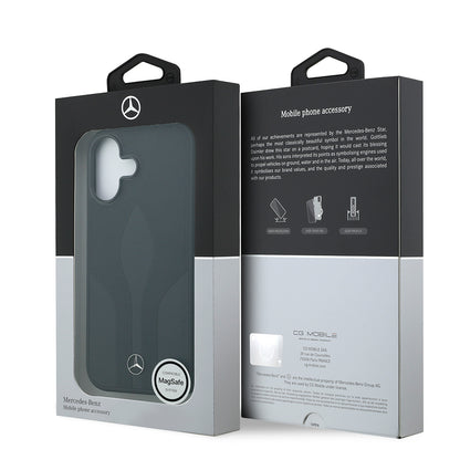 iPhone 17 Kılıf Mercedes Benz Orjinal Lisanslı M-safe Şarj Özellikli Dokulu Desenli Deri Kılıf