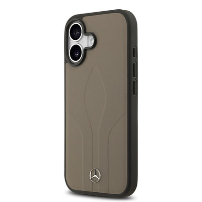 iPhone 17 Kılıf Mercedes Benz Orjinal Lisanslı M-safe Şarj Özellikli Dokulu Desenli Deri Kılıf