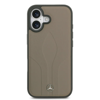 iPhone 17 Kılıf Mercedes Benz Orjinal Lisanslı M-safe Şarj Özellikli Dokulu Desenli Deri Kılıf