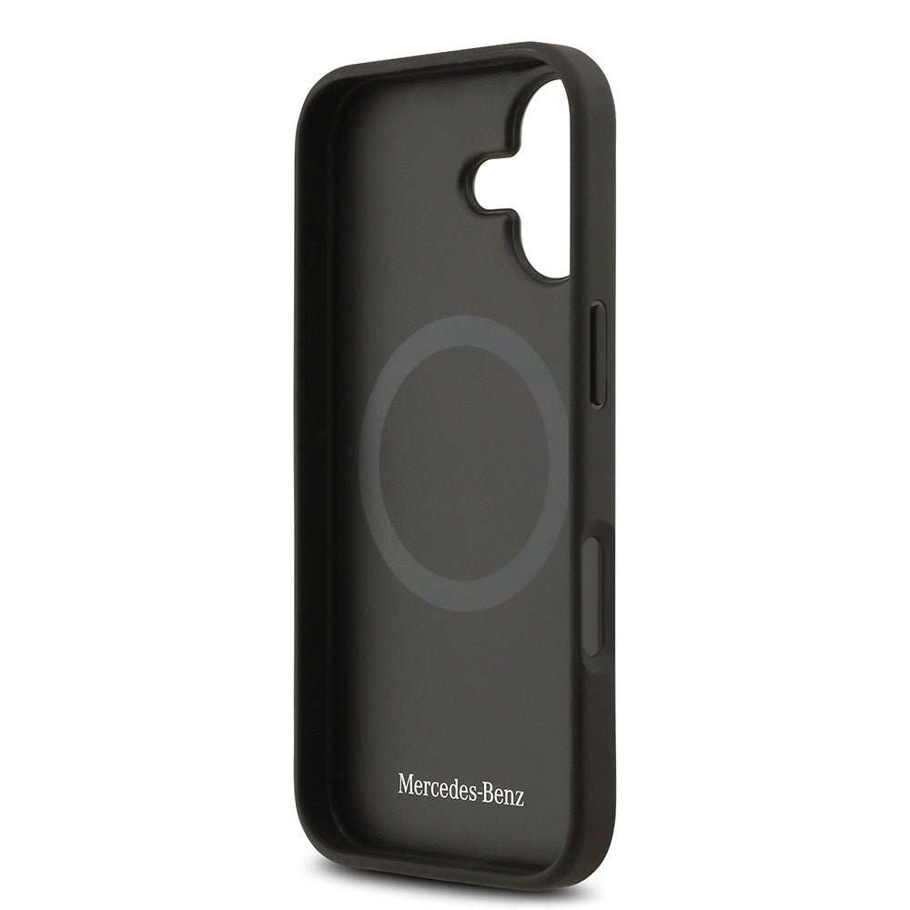 iPhone 17 Kılıf Mercedes Benz Orjinal Lisanslı M-safe Şarj Özellikli Dokulu Desenli Deri Kılıf