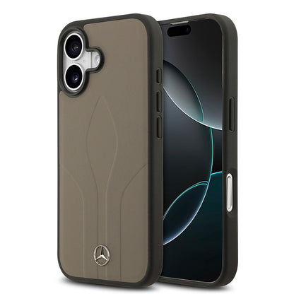 iPhone 17 Kılıf Mercedes Benz Orjinal Lisanslı M-safe Şarj Özellikli Dokulu Desenli Deri Kılıf