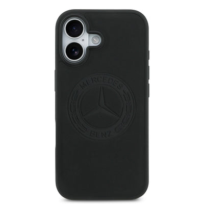 Apple iPhone 17 Kılıf Mercedes Benz Orjinal Lisanslı M-safe Şarj Özellikli Hakiki Deri Nostaljik Yıldız Dizayn Kapak Siyah