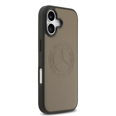 Apple iPhone 17 Kılıf Mercedes Benz Orjinal Lisanslı M-safe Şarj Özellikli Hakiki Deri Nostaljik Yıldız Dizayn Kapak Kahverengi