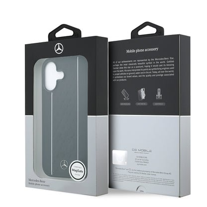 iPhone 17 Kılıf Mercedes Benz Orjinal Lisanslı M-safe Şarj Özellikli Şeritli Yıldız Desenli Metal Logolu Deri Kılıf