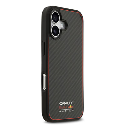 Apple iPhone 17 Kılıf Redbull Orjinal Lisanslı M-safe Şarj Özellikli Karbon Fiber Parlayan Logolu Kevlar Kapak  Siyah