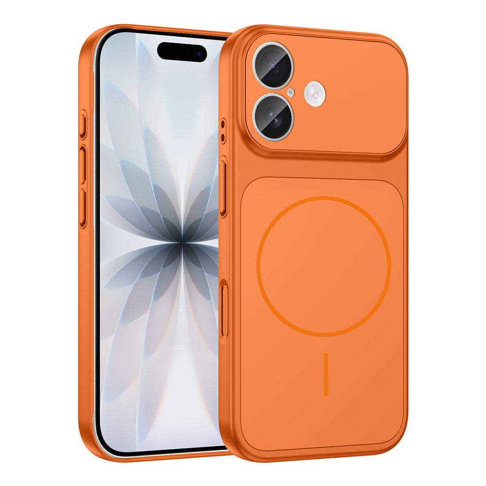 Apple iPhone 17 Kılıf Zore M-Safe Şarj Özellikli Kamera Korumalı Formen Kapak Turuncu