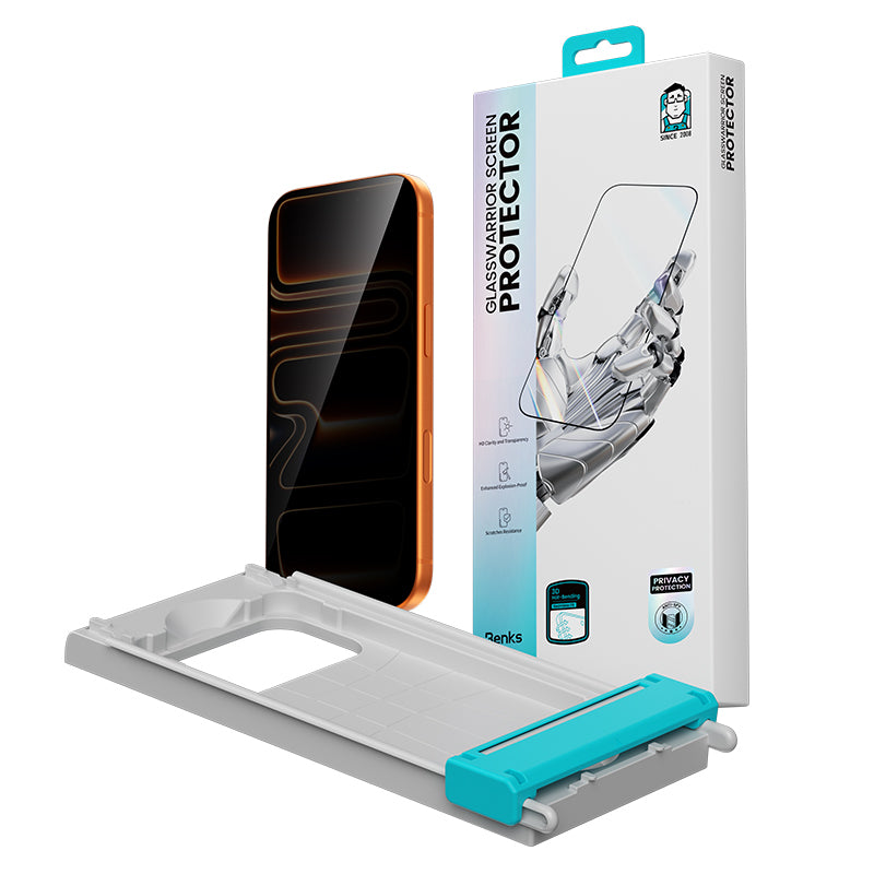 iPhone 17 Pro Benks Glass Warrior 2.0 EZFita Privacy Hayalet Cam Ekran Koruyucu + Kolay Uygulama Aparatı