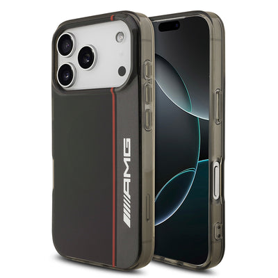 Apple iPhone 17 Pro Kılıf AMG Orjinal Lisanslı M-safe Şarj Özellikli IML Baskı Logolu Çift Katmanlı Bow Lines Kapak Siyah