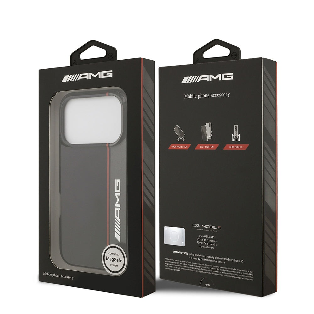 iPhone 17 Pro Kılıf AMG Orjinal Lisanslı M-safe Şarj Özellikli IML Baskı Logolu Çift Katmanlı Bow Lines Kılıf