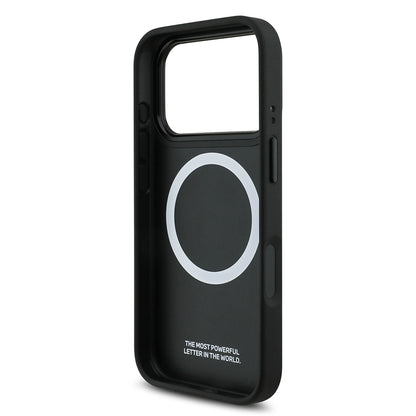 iPhone 17 Pro Kılıf BMW Orjinal Lisanslı M-safe Şarj Özellikli Deri Arka Yüzey Metal Logolu Delikli Şerit Tasarımlı Kılıf