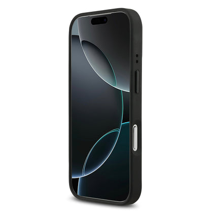 iPhone 17 Pro Kılıf BMW Orjinal Lisanslı M-safe Şarj Özellikli Deri Arka Yüzey Metal Logolu Delikli Şerit Tasarımlı Kılıf