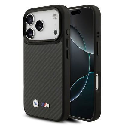 iPhone 17 Pro Kılıf BMW Orjinal Lisanslı M-safe Şarj Özellikli Karbon Fiber Metal Logolu Kevlar Kılıf
