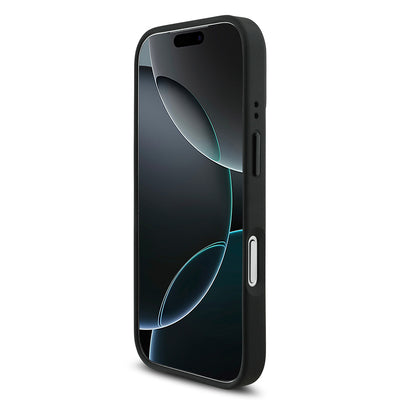 Apple iPhone 17 Pro Kılıf BMW Orjinal Lisanslı M-safe Şarj Özellikli M Logolu Üç Şeritli Delikli Deri Kapak Siyah