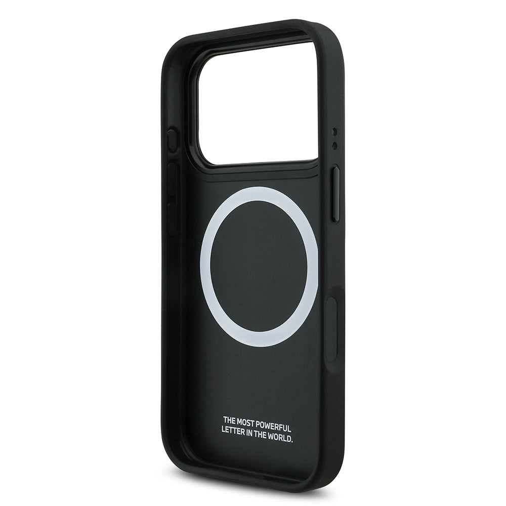 iPhone 17 Pro Kılıf BMW Orjinal Lisanslı M-safe Şarj Özellikli M Logolu Üç Şeritli Delikli Deri Kılıf