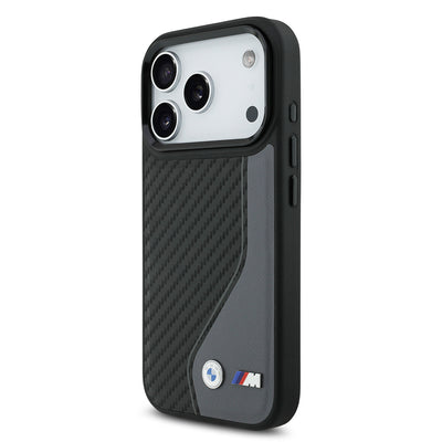 Apple iPhone 17 Pro Kılıf BMW Orjinal Lisanslı M-safe Şarj Özellikli Metal BMW ve M Logolu PU Karbon Tasarımlı Kapak Kırmızı