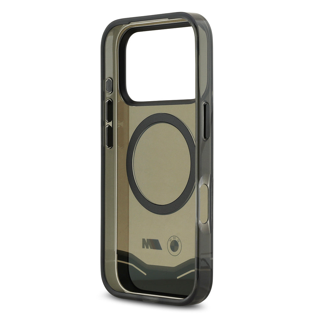 iPhone 17 Pro Kılıf BMW Orjinal Lisanslı M-safe Şarj Özellikli Metal Buton Tasarımlı Tranparan M Dizayn Kılıf