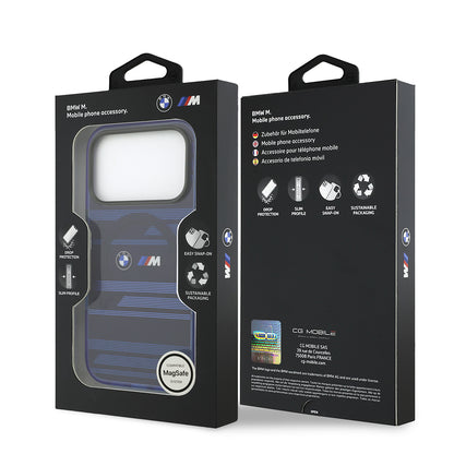 iPhone 17 Pro Kılıf BMW Orjinal Lisanslı M-safe Şarj Özellikli Metal Kamera Butonlu Yatay Şeritli M Dizayn Kılıf