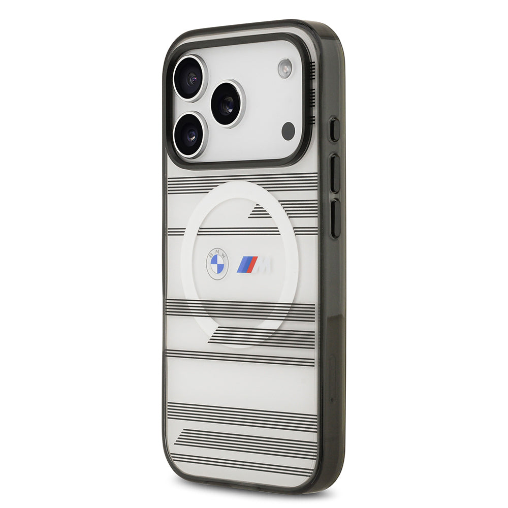 iPhone 17 Pro Kılıf BMW Orjinal Lisanslı M-safe Şarj Özellikli Metal Kamera Butonlu Yatay Şeritli M Dizayn Kılıf